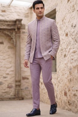 Royal Lavender Embroidered Jodhpuri Set