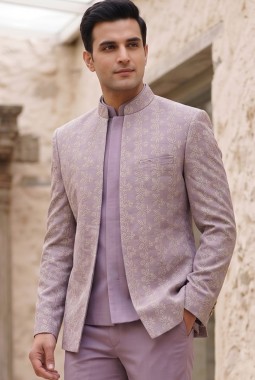 Royal Lavender Embroidered Jodhpuri Set