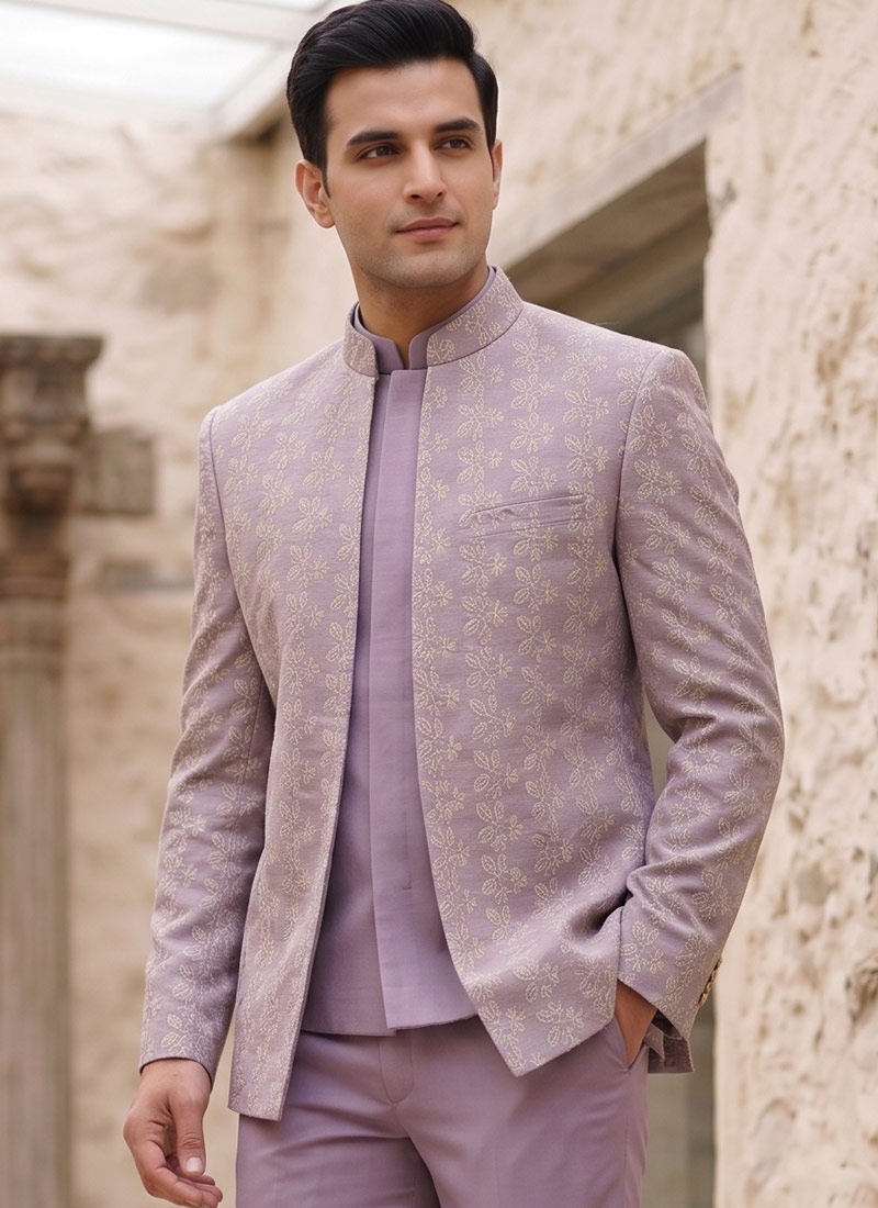 Royal Lavender Embroidered Jodhpuri Set