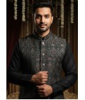 Black Velvet Sequins Embroidered Mens Koti