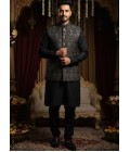 Black Velvet Sequins Embroidered Mens Koti
