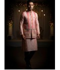 Pink Silk Multi Color Zari Mens Koti