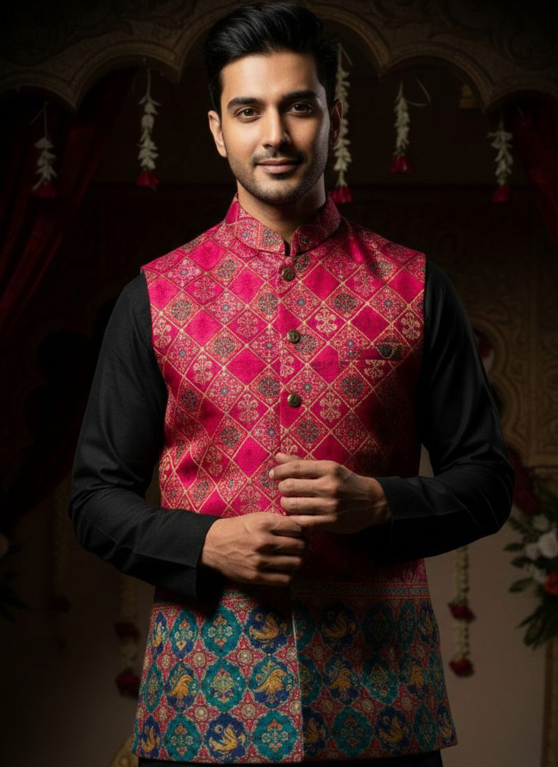 Rani Silk Printed Mens Koti
