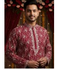 Rani Georgette Embroidered Mens Kurta With Patiala