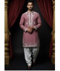 Gajri Soft Silk Multi Resham Dori Mens Kurta With Patiala