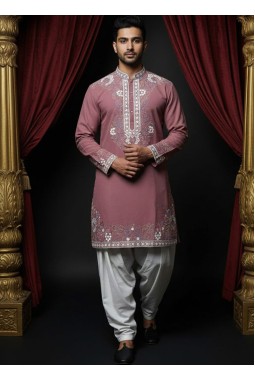 Gajri Soft Silk Multi Resham Dori Mens Kurta With Patiala