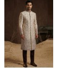 Premium Beige Nawabi Set With Embroidery And Polo Pant