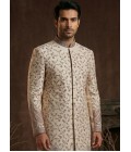 Premium Beige Nawabi Set With Embroidery And Polo Pant