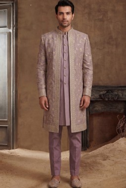 Designer Purple 3-Piece Indo Western for Men