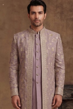 Designer Purple 3-Piece Indo Western for Men
