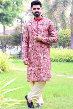 Rani Georgette Embroidered Festive Wear Kafnii With Patiala