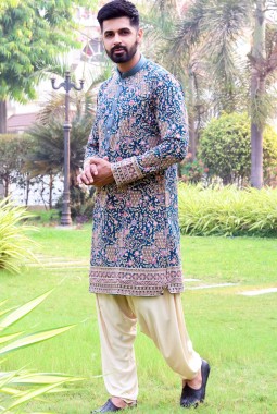 Rama Georgette Embroidered Festive Wear Kafnii With Patiala