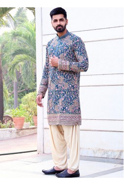 Rama Georgette Embroidered Festive Wear Kafnii With Patiala