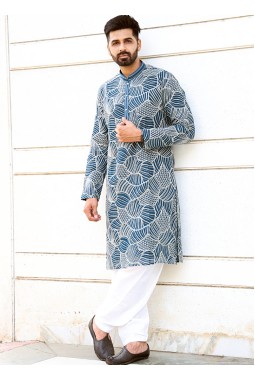 Teal Softfeel Threadwork Festive Wear Kafnii With Patiala