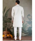 White Viscose Silk Sequins Embroidered Navratri Mens Kurta White Viscose Silk Sequins Embroidered Navratri Mens Kurta