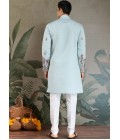 Sky Viscose Silk Sequins Embroidered Navratri Mens Kurta Sky Viscose Silk Sequins Embroidered Navratri Mens Kurta