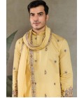 Yellow Viscose Silk Sequins Embroidered Navratri Mens Kurta Yellow Viscose Silk Sequins Embroidered Navratri Mens Kurta