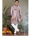 Dusty Pink Viscose Silk Sequins Embroidered Navratri Mens Kurta Dusty Pink Viscose Silk Sequins Embroidered Navratri Mens Kurta