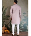 Dusty Pink Viscose Silk Sequins Embroidered Navratri Mens Kurta Dusty Pink Viscose Silk Sequins Embroidered Navratri Mens Kurta