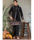 Black Viscose Silk Sequins Embroidered Navratri Mens Kurta Black Viscose Silk Sequins Embroidered Navratri Mens Kurta
