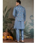 Blue Grey Viscose Silk Sequins Embroidered Navratri Kurta Blue Grey Viscose Silk Sequins Embroidered Navratri Kurta