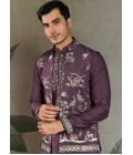 Rust Purple Viscose Silk Thread Embroidered Navratri Kurta Rust Purple Viscose Silk Thread Embroidered Navratri Kurta
