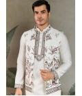 White Viscose Silk Thread Embroidered Navratri Kurta White Viscose Silk Thread Embroidered Navratri Kurta