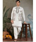 White Viscose Silk Thread Embroidered Navratri Kurta White Viscose Silk Thread Embroidered Navratri Kurta