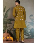 Golden Olive Viscose Silk Sequins Embroidered Navratri Kurta Golden Olive Viscose Silk Sequins Embroidered Navratri Kurta