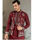 Maroon Viscose Silk Thread Embroidered Navratri Kurta Maroon Viscose Silk Thread Embroidered Navratri Kurta