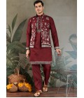 Maroon Viscose Silk Thread Embroidered Navratri Kurta Maroon Viscose Silk Thread Embroidered Navratri Kurta
