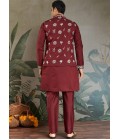 Maroon Viscose Silk Thread Embroidered Navratri Kurta Maroon Viscose Silk Thread Embroidered Navratri Kurta