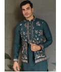 Green Viscose Silk Sequins Embroidered Navratri Kurta Green Viscose Silk Sequins Embroidered Navratri Kurta
