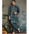Green Viscose Silk Sequins Embroidered Navratri Kurta Green Viscose Silk Sequins Embroidered Navratri Kurta
