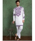 White And Purple Viscose Rayon Digital Print Designer Kurta White And Purple Viscose Rayon Digital Print Designer Kurta