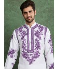 White And Purple Viscose Rayon Digital Print Designer Kurta White And Purple Viscose Rayon Digital Print Designer Kurta