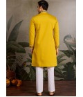 Yellow Viscose Silk Sequins Embroidered Navratri Mens Kurta Yellow Viscose Silk Sequins Embroidered Navratri Mens Kurta