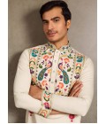 Beige Viscose Silk Sequins Embroidered Navratri Mens Kurta Beige Viscose Silk Sequins Embroidered Navratri Mens Kurta