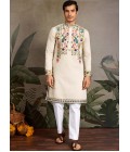 Beige Viscose Silk Sequins Embroidered Navratri Mens Kurta Beige Viscose Silk Sequins Embroidered Navratri Mens Kurta