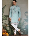Sky Viscose Silk Sequins Embroidered Navratri Kurta 