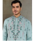 Sky Viscose Silk Sequins Embroidered Navratri Kurta 
