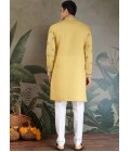 Yellow Viscose Silk Thread Embroidered Navratri Kurta Yellow Viscose Silk Thread Embroidered Navratri Kurta