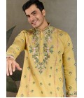 Yellow Viscose Silk Thread Embroidered Navratri Kurta Yellow Viscose Silk Thread Embroidered Navratri Kurta