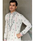 White Viscose Silk Sequins Embroidered Navratri Kurta White Viscose Silk Sequins Embroidered Navratri Kurta
