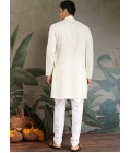 White Viscose Rayon Thread Embroidered Navratri Kurta White Viscose Rayon Thread Embroidered Navratri Kurta