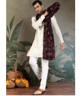 White Viscose Rayon Thread Embroidered Navratri Kurta White Viscose Rayon Thread Embroidered Navratri Kurta