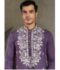 Pastel Purple Viscose Silk Thread Embroidered Navratri Kurta Pastel Purple Viscose Silk Thread Embroidered Navratri Kurta