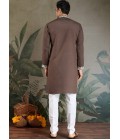 Chocolate Gray Viscose Silk sequence Embroidered Navratri Kurta Chocolate Gray Viscose Silk sequence Embroidered Navratri Kurta