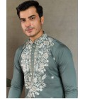 Pastel Pista Viscose Silk Thread Embroidered Navratri Kurta Pastel Pista Viscose Silk Thread Embroidered Navratri Kurta