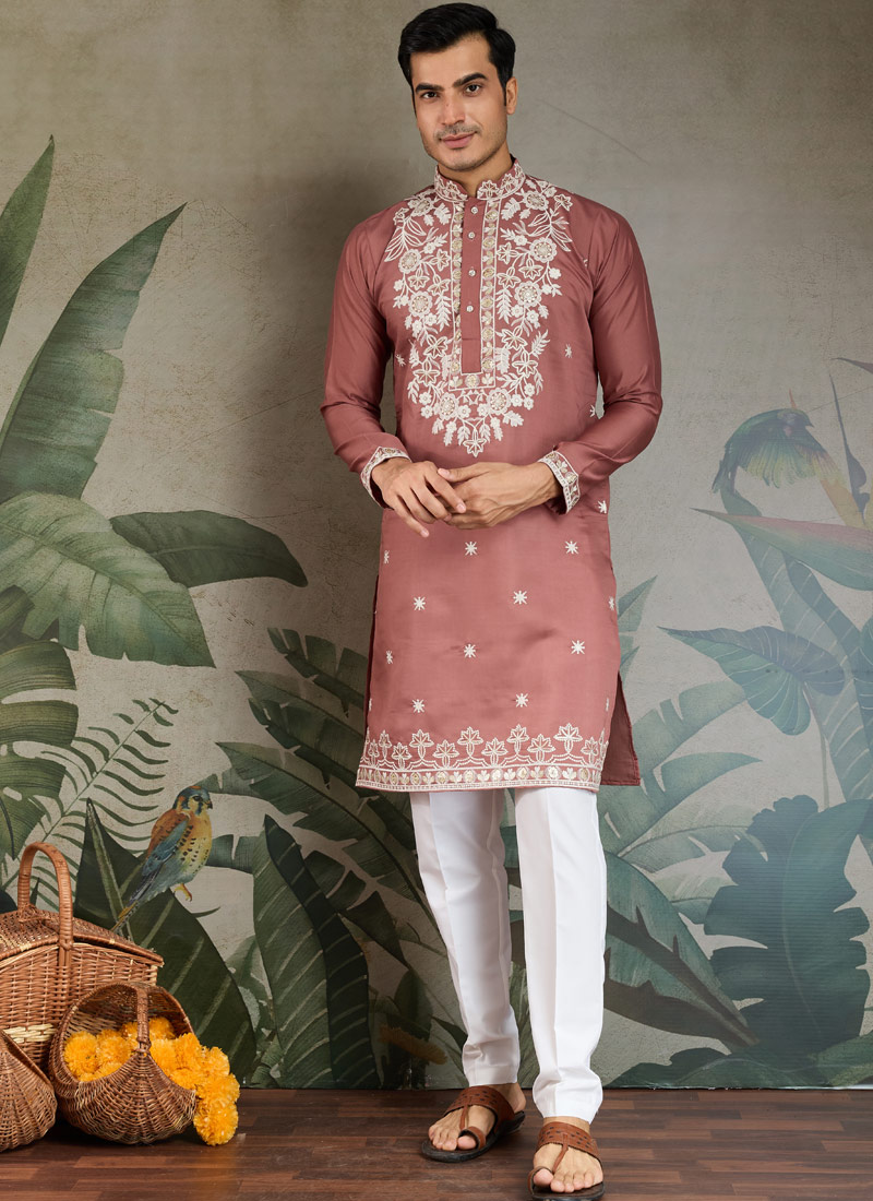 Pastel Chocolate Viscose Silk Sequence Embroidered Navratri Kurta Pastel Chocolate Viscose Silk Sequence Embroidered Navratri Kurta